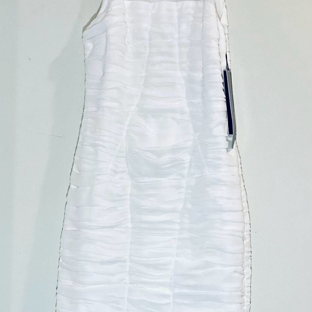 White Rouched Halter Sheath Dress - Picture 5 of 16
